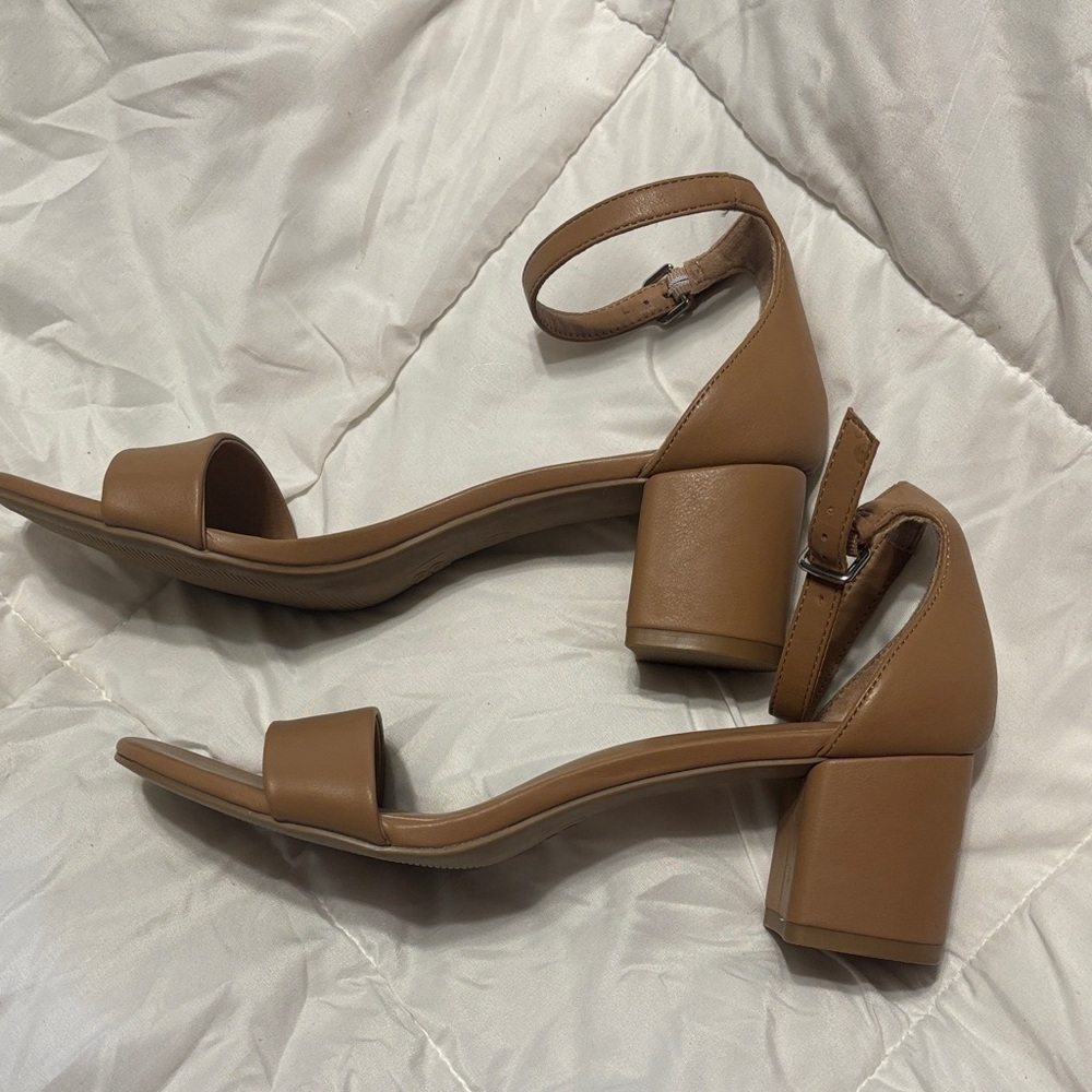 Tan Block Heel Sandals